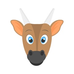 Cute baby cow icon in flat design style.