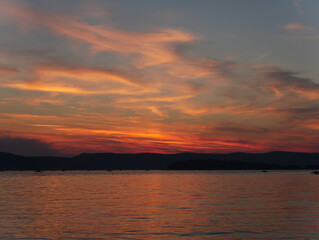 sunset over the lake