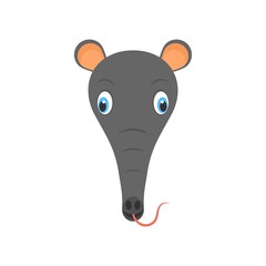 Cute anteater cartoon icon in flat design style.