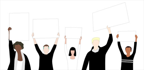 people protest on black lives matter campaign against racism holding white board
