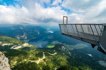 Stunning view of the Salzkammergut region, OÖ, Austria, seen from the 5 Fingers observation...