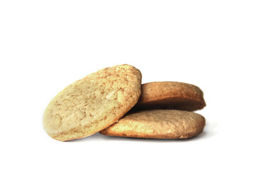 Homemade cookies on a white background. Homemade simple baking. Shortbread