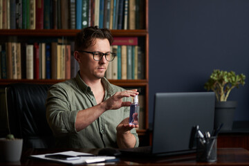 Work at home during coronavirus quarantine. Man working from home