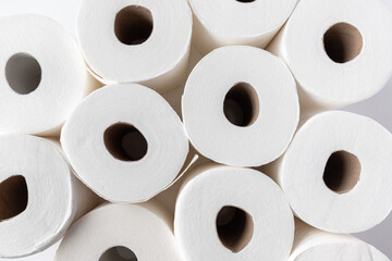 Top Down View of Many Rolls of Toilet Paper