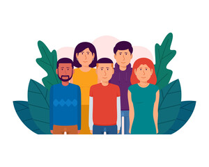 diversity people concept vector illustration with floral background