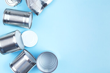 Concept of recycling metal. Flat lay. Copy space