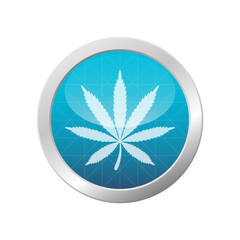 Marijuana Leaf Weed Logo Cannabis Plant Symbol On Light Blue Shiny Circle Vector Illustration