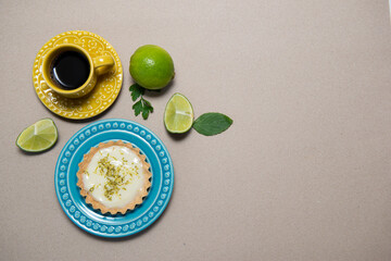 Fototapeta na wymiar Food concept Homemade organic Lemon, lime tarts.
