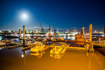 Delfzijl, Netherlands - January 10, 2020. Port at night