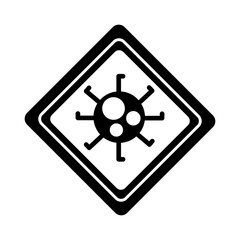 Obraz premium traffic signal with covid19 virus particle silhouette style