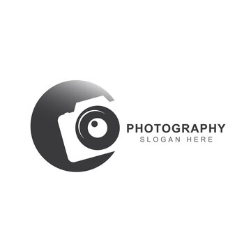 Camera photography logo icon design template with shutter and lens shape element. Symbol of equipment professional photographer concept. Vector graphic illustration for identity and brand photo studio