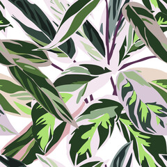 Abstract seamless pattern with leaves. Vector background for various surface. Trendy hand drawn textures.