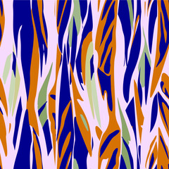 Abstract seamless pattern with leaves. Vector background for various surface. Trendy hand drawn textures.