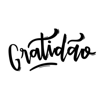 Gratid&atilde;o. Gratitude. Brazilian Portuguese Hand Lettering. Vector. 