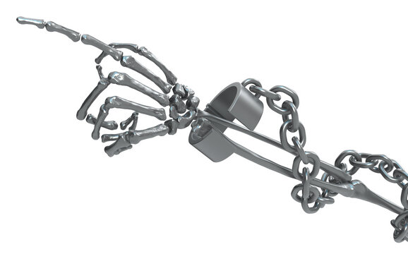Pointing Skeleton Arm Metal Shackle Chain