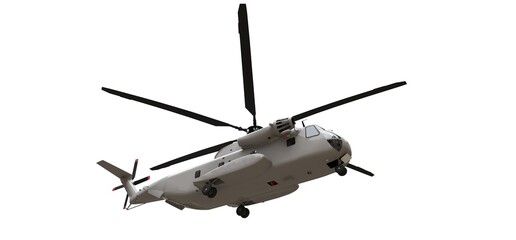 Fototapeta na wymiar Military transport or rescue helicopter on white background. 3d illustration.