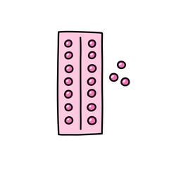 oral contraceptives doodle icon, vector illustration