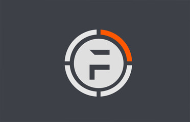 orange grey F alphabet letter logo icon design for business and company
