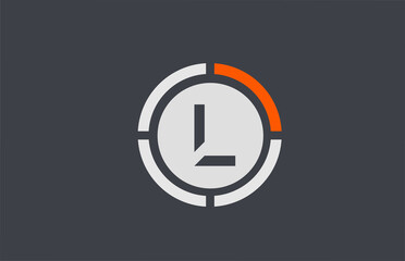 orange grey L alphabet letter logo icon design for business and company