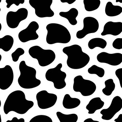 Black and white seamless pattern with cow skin texture