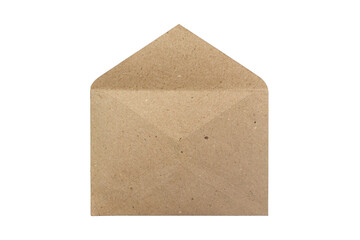 Opened brown craft envelope isolated on a white background