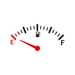 Empty Fuel tank indicator. Empty fuel meter, Vector