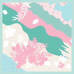 Scarf floral pattern. Bandana, pareo, pillow, home textile design. Tropical background for shawl print, textile, covers