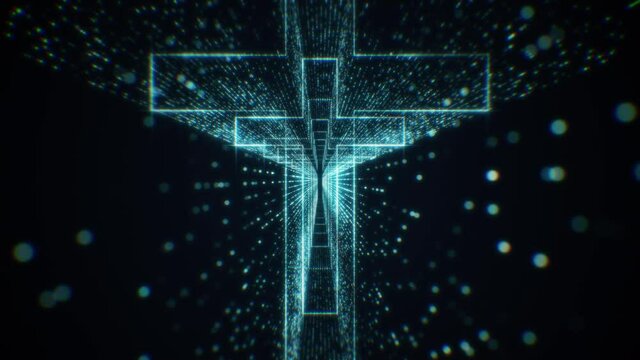 Modern Blue Particle Holy Cross Tunnel Looping Background