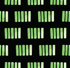 seamless geometric pattern with handmade green watercolor stripes