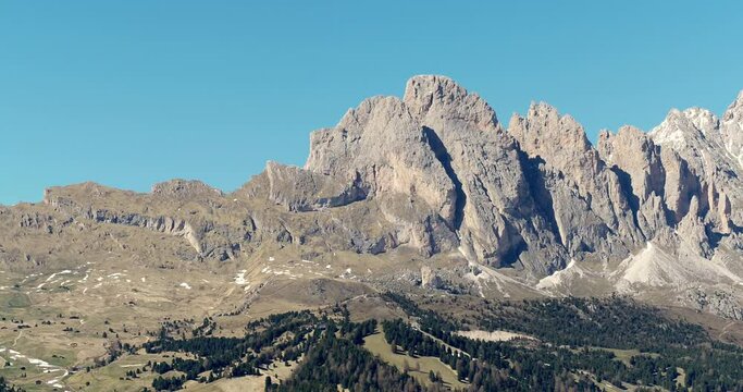 Fermeda and Seceda, beautiful Aerial of the Dolomites in Val Gardena South Tyrol