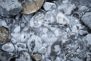 Abstract display of ice textures. shot in Canmore, Alberta, Canada