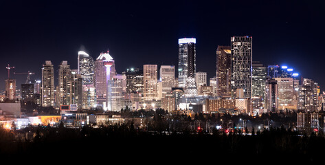Calgary night cityscape,shot in Calgary, Alberta, Canada