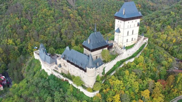 View of medieval castle Karlstejn Castle. Czech Republic
