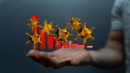 Financial stock graph has down from virus corona outbreak..