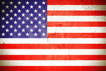 Fototapeta premium USA flag on cracked wall