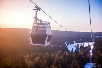 Cable car running between Uludağ National park and Bursa city center