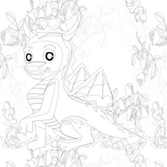 Spinosaurus Dinosaur. Dino Coloring Pages. Animal coloring book pages for Adults.