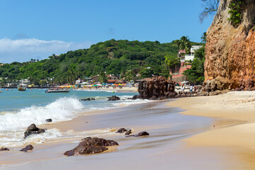 Beach of Pipa with palms in the cliffs, Natal, Brazil