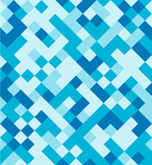 Square pixel mosaic background in blue colours . Squares pattern . Seamless texture