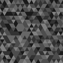 Geometric mosaic pattern from gray triangle texture, abstract vector background illustration.