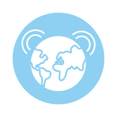world planet earth block style icon