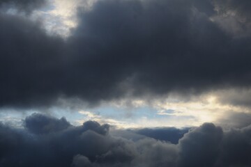 Gleam of the blue sky in thunderclouds