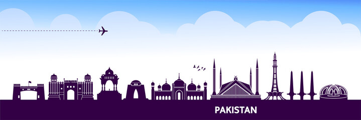 Pakistan travel destination grand vector illustration. 