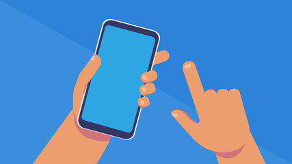 Mobile phone in hand. Smartphone screen. Hand holding smartphone.