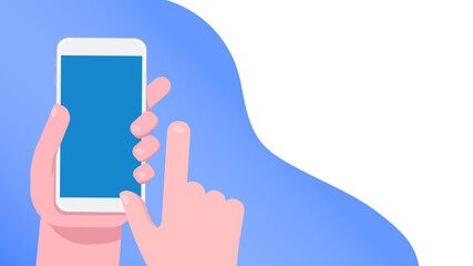 Mobile phone in hand. Smartphone screen. Hand holding smartphone.