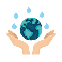 hands lifting earth planet water day