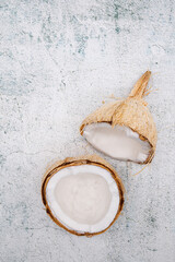 Coconut, Cracked open with white background
