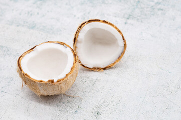 Fototapeta na wymiar Coconut, Cracked open with white background