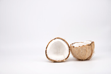 Coconut, Cracked open with white background