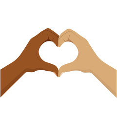 Fototapeta premium No to racism. Heart shape with hands. Friendship between people. Stop discrimination. Black and white skin. Hands of love. Together against racism. Symbol of love. Isolated work. Vector EPS 10